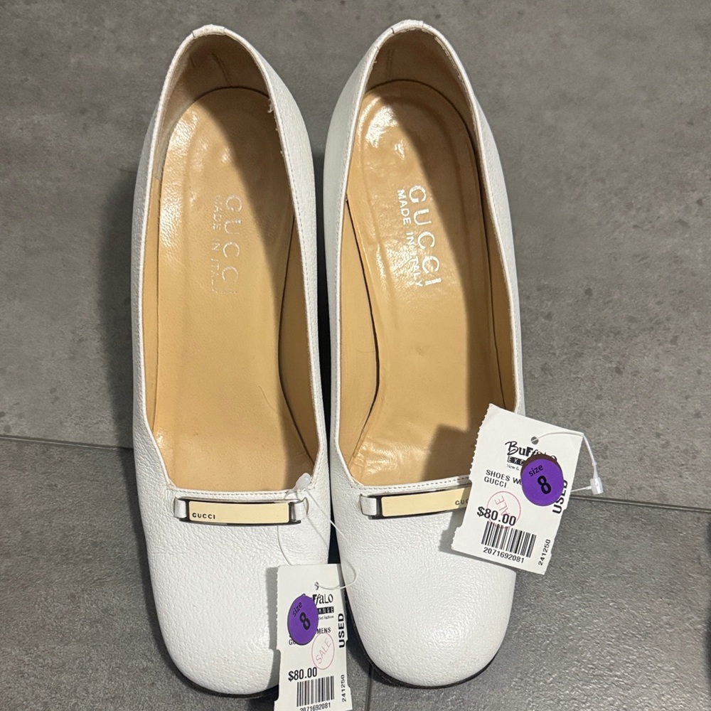 Gucci White Leather Heels
